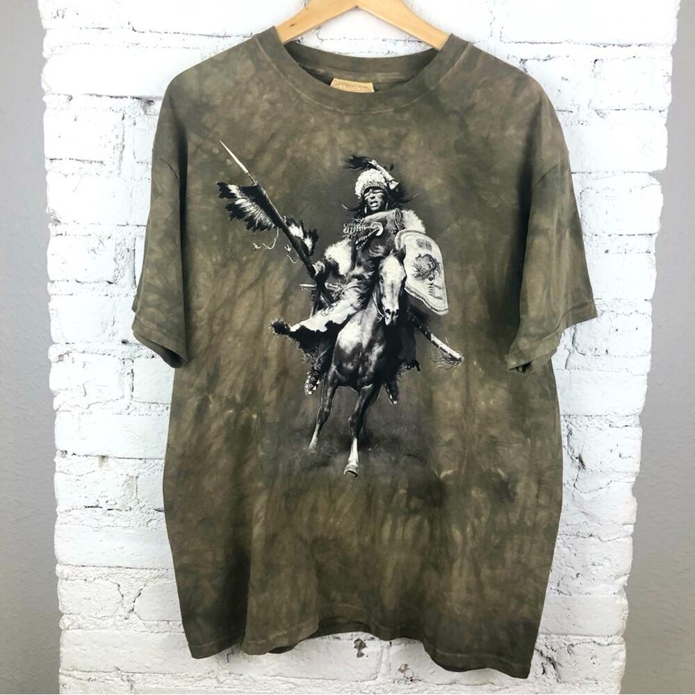 Vintage The Mountain Native American On Horse Tie Dye Tee